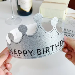 Party Decorations Happy Birthday Hats Unisex Crown Paper Hats for Adults and Children