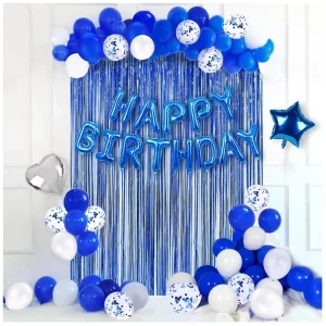 Party Decorations Set Happy Birthday Balloons Banner With Fringe Curtain Balloons Set