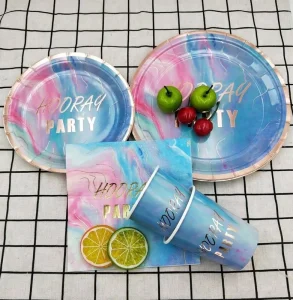 Party Disposable Dinnerware Tableware Set with Paper Napkins for Kids Birthday Barnyard Party Supplies UV Printed
