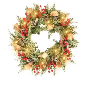 Party Door Decoration Holiday Christmas Decor Garland Artificial Green Plants Pine Christmas Wreath Garland
