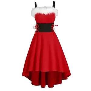 Party Red White Black Green Christmas Cosplay Costume Dress