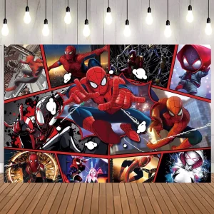 Party Supplies Avengers Superhero Spider Man Banner Backdrop Boys Kids Happy Birthday Decorations Superhero Backdrop