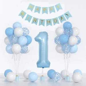 Party Supplies Boys and Girls Birthday Decorations Happy Birthday Banner Number Balloon Set