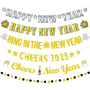 Party Supplies Decoration for Happy New Year Letter Glitter Banner Festival Party Ornament
