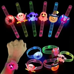 Party Supplies Halloween Decorations Glow LED Bracelet Luminous Cartoon Light Up Wristband Children’s Gifts Toys