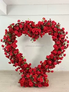 Party Supplies Heart Shape Artificial Silk Rose Flowers Arch Wedding Backdrop Stand ROMANTIC Eco Friendly for Wedding Decoration