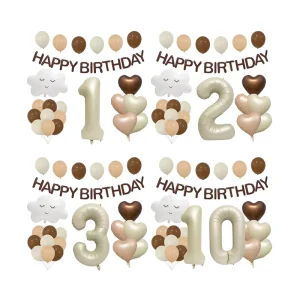 Party Supplies Large 40” Number Foil Latex Retro Balloon Bouquet Star Heart Cloud Balloons Arch Set with Individual Paper Card