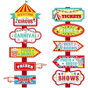 Party Supplies Welcome Sign Carnival Party Directional Signs Decor for Birthday Showman Themed Party Decoration Supplies