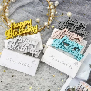 Party Things rainbow Gold Happy Birthday Cake Candle for Birthday Party Supplies