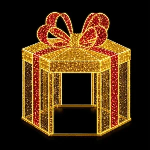 Pass Through Illuminated LED Holiday Gift Box Archway Motif Light for Christmas Market Winter Wonderland Theme Park Gateway