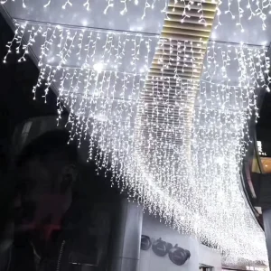 Patio Garden Outdoor Christmas Holiday IP44 Landscape Lights Yard Connectable Decorative Fairy LED Icicle Lights