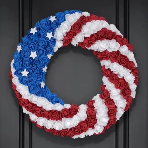 Patriotic Foam Flower Garland Red White Blue Independence Day Graduation Porch Decor Holiday Home Decoration
