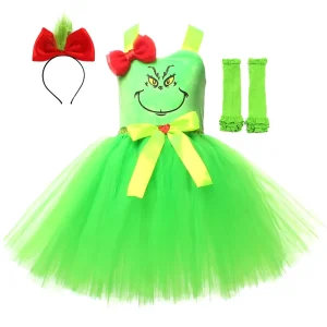 Performance Elf Cosplay Christmas Green Bubble Dress Halloween Carnival Party Santa Claus Monster Anime