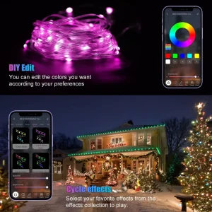 Permanent Christmas Lights App Control RGBIC Smart LED String Light DIY Modes Copper Wire Fairy Lights Christmas Tree Decoration