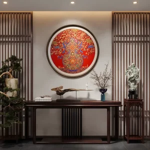 Persimmon Ruyi Living Room Hanging Painting Brass Core Imported Black Walnut Frame Entrance Corridor Movable Handmade Medieval