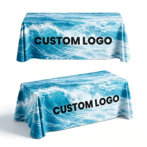 Personalized Advertising Tablecloth Fitted Design Polyester 6Ft 8Ft Custom Logo Printed Table Cover for Trade Show Event
