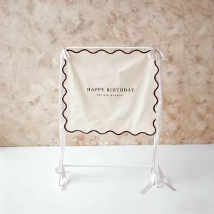 Personalized Canvas Welcome Banner Custom With Scalloped Trim for Newborn Photoshoot