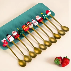 Personalized Christmas Gift Cartoon Spoon Fork Set Environmentally Friendly PVC Waterproof Durable Soft Non-toxic Reusable