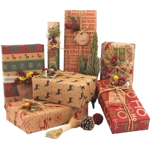 Personalized Custom Printed Holiday Gift Kraft Paper Packaging Single Sided Coating Biodegradable Moisture Proof Custom Logo