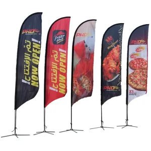 Personalized Digital Printing Christmas Beach Flags Customized Feather Flag and Road Flags for Xmas Outdoor Party Decorations