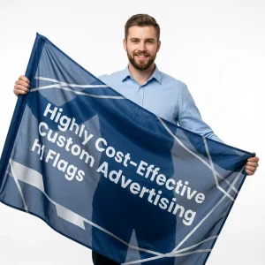 Personalized Event Banner Flags for Conference Hall Weatherproof Knitted Polyester Full Color Digital Printing Any Logo Design