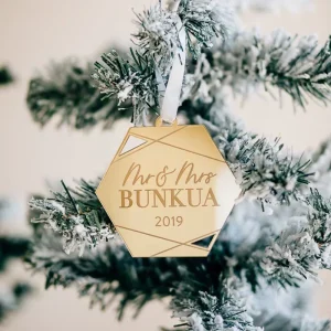 Personalized Hexagon Laser-Cut Acrylic Christmas Tree Hanging Decoration