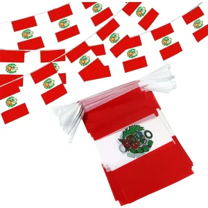 Peru Peruvian Small String Country World Flags Pennant Banners for National Celebration Decorations
