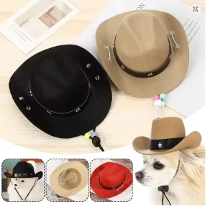 Pet Dog Cowboy Hat Costume with Adjustable Strap Felt