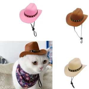 Pet Hat Dog Cat Western Cowboy Hat Pet Mini Hat for Animals Pet Costume Funny Halloween Cosplay for Dogs & Cats Party Decor