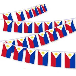 Philippines Filipino Polyester String Flag Bunting Decoration Pennant Banner for Outdoor and Indoor National Country Decor