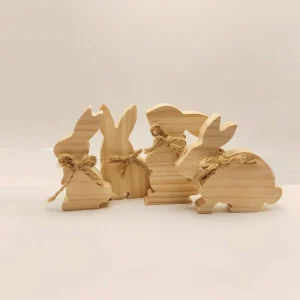 Pine Carved Crafts Desktop Unfinished DIY Animal Painting Easter Bunny Decor Ornaments Modern 1.2cm Thickness