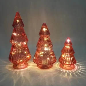 Pink 3-Size Light Strings for Transparent Glass Christmas Tree, Indoor Party Home