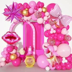 Pink Balloon Arch Set Valentine’s Day Balloons Theme Set Girl Birthday Party Balloon Garland Arch Kit