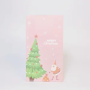 Pink Cartoon Santa Christmas Bags Paper Totes for Party Favors and Holiday Gift Wrapping