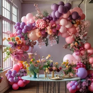 Pink Cluster Flower Latex Balloon Garland Arch Kit for Valentine’s Day Mother’s Day Wedding Birthday Parties