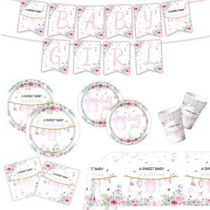 Pink Girl Festival Party Decoration Disposable Tableware Set Paper Plates Paper Cups Tissues Tablecloths