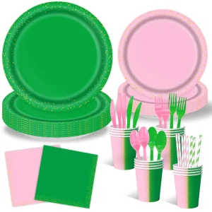 Pink Green Set Birthday Celebration Banner Balloons Cake Decorations Children’s Birthday Party Supplies