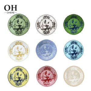 Pink Ink Eco Friendly Vintage Decorative Dishes Ceramic Porcelain Luxury Wedding Dinnerware Set All Color Custom Italian Style