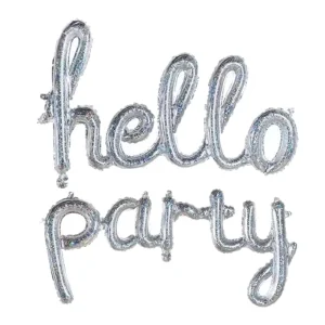Pink Laser Silver Conjoined Party hello Letters Balloons Single Aluminium Foil Balloon for Party Decorations