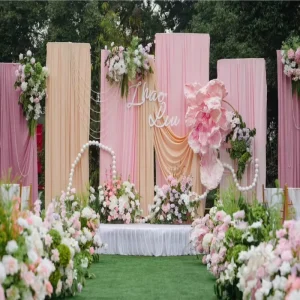 Pink Party Decors Soft Drapery Fabric Wallcovering Cloth for Backdrop Decoration with Good Drape
