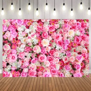Pink Rose Wedding Decorations Banner Backdrops Love Couple Party Valentine’s Day Proposal Wedding Backdrops Wall Decorations