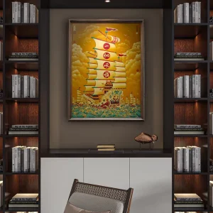 Pixiu Sky Green Wealth Brass Painting Handmade Hanging Movable Decorative Art Metal Painting for Entrances