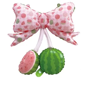Plaid Fruit Bow Backpack Foil Balloons Atmosphere Decorative Balloons for Birthday Photography