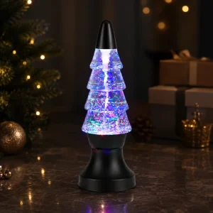 Plastic Christmas Tree Tornado Lamp RGB Color Changing Water Vortex LED Night Light Indoor Home Decor Gift