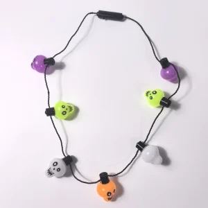 Plastic Colorful Skull LED Glowing Necklace Decorations for Halloween Parties Indoor Outdoor Use 37.8in Size LG Brand