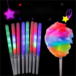 Plastic Cotton Candy LED Light Stick Colorful Glowing Luminous Marshmallow Cone Stick Party Favors Christmas Supply
