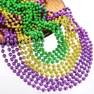 Plastic Electroplated Beads Colorful Mardi Gras April Fool’s Day New Year Ramadan Necklace Chain For Festival Costume