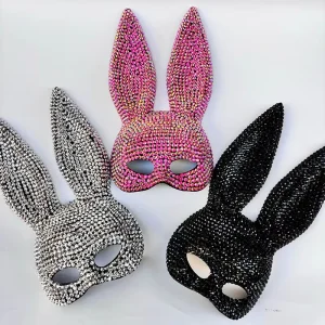 Plastic Halloween Animal Party Masquerade Sequined Rabbit Mask Play Performance Costume Photography Prop