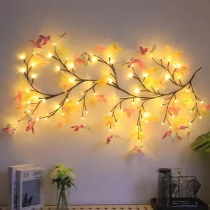 Plastic LED Cherry Blossom Rattan Branch Light Outdoor Indoor Wedding Festival Decoration USB Powered Atmosphere Light