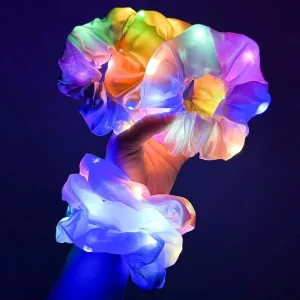 Plastic Led Flashing Hair Scrunchies Light up Elastic Bands Party Supplies Christmas Birthday Party LED Hairband